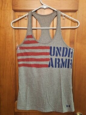 Under Armour Grey Racerback Tank With Flag Graphic